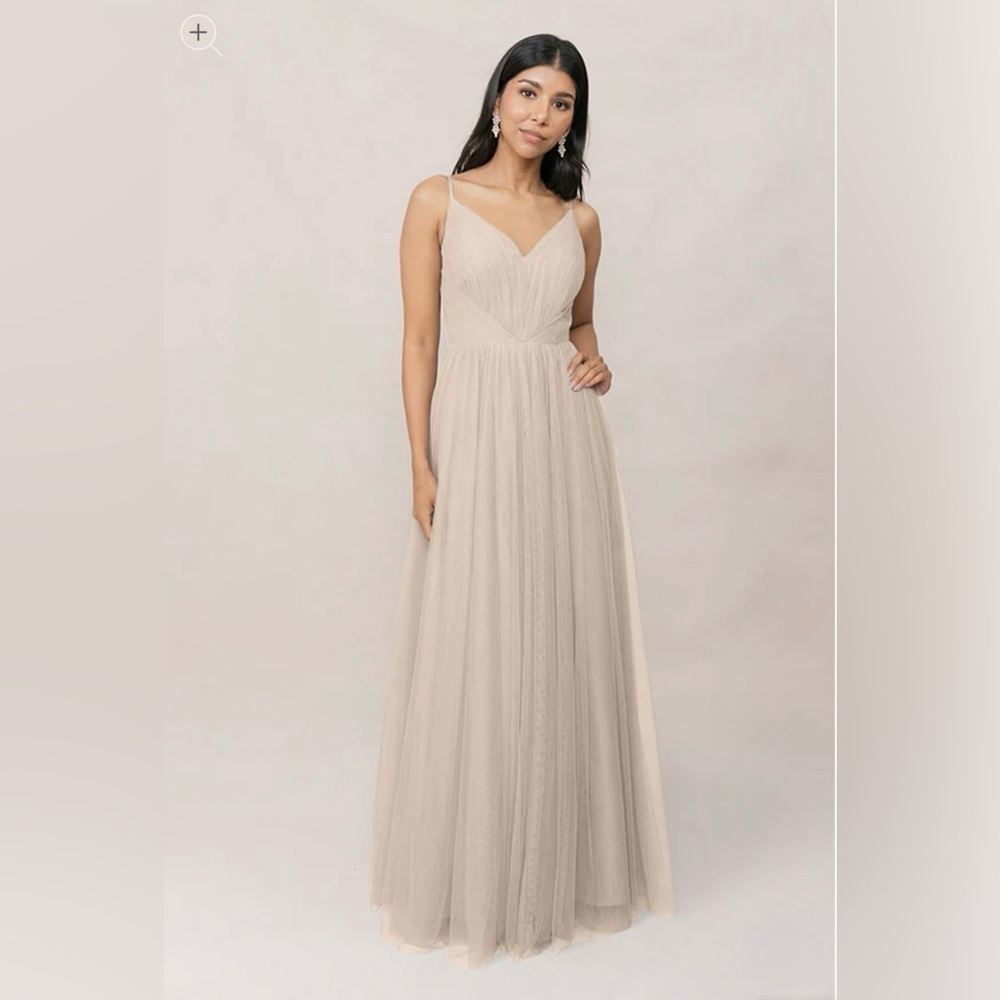 Revelry Penelope Bridesmaid Dress Womens 4 Petite Champagne Chiffon